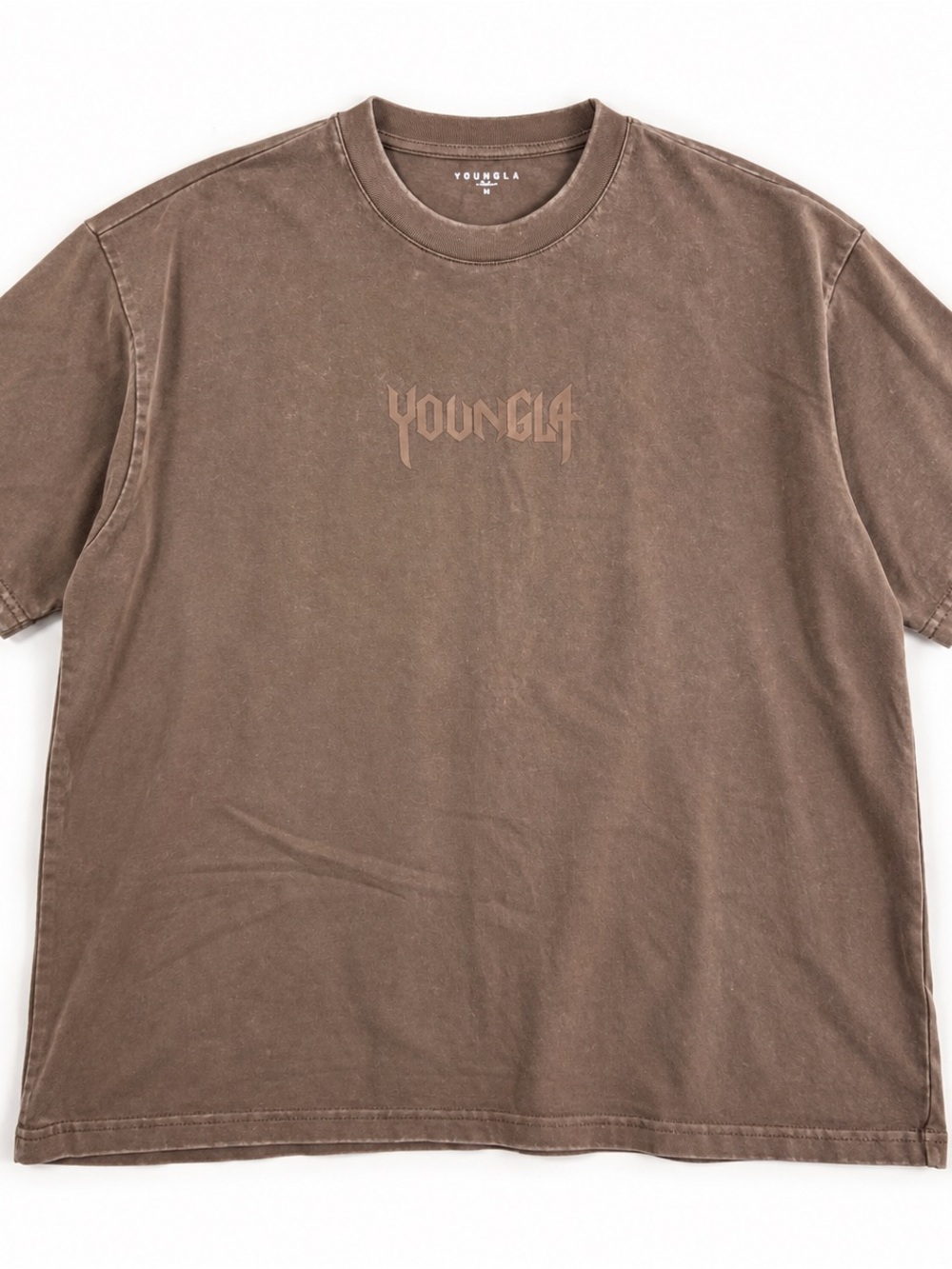YoungLA 4138 Foundation Cropped Tee Brown Wash Size M